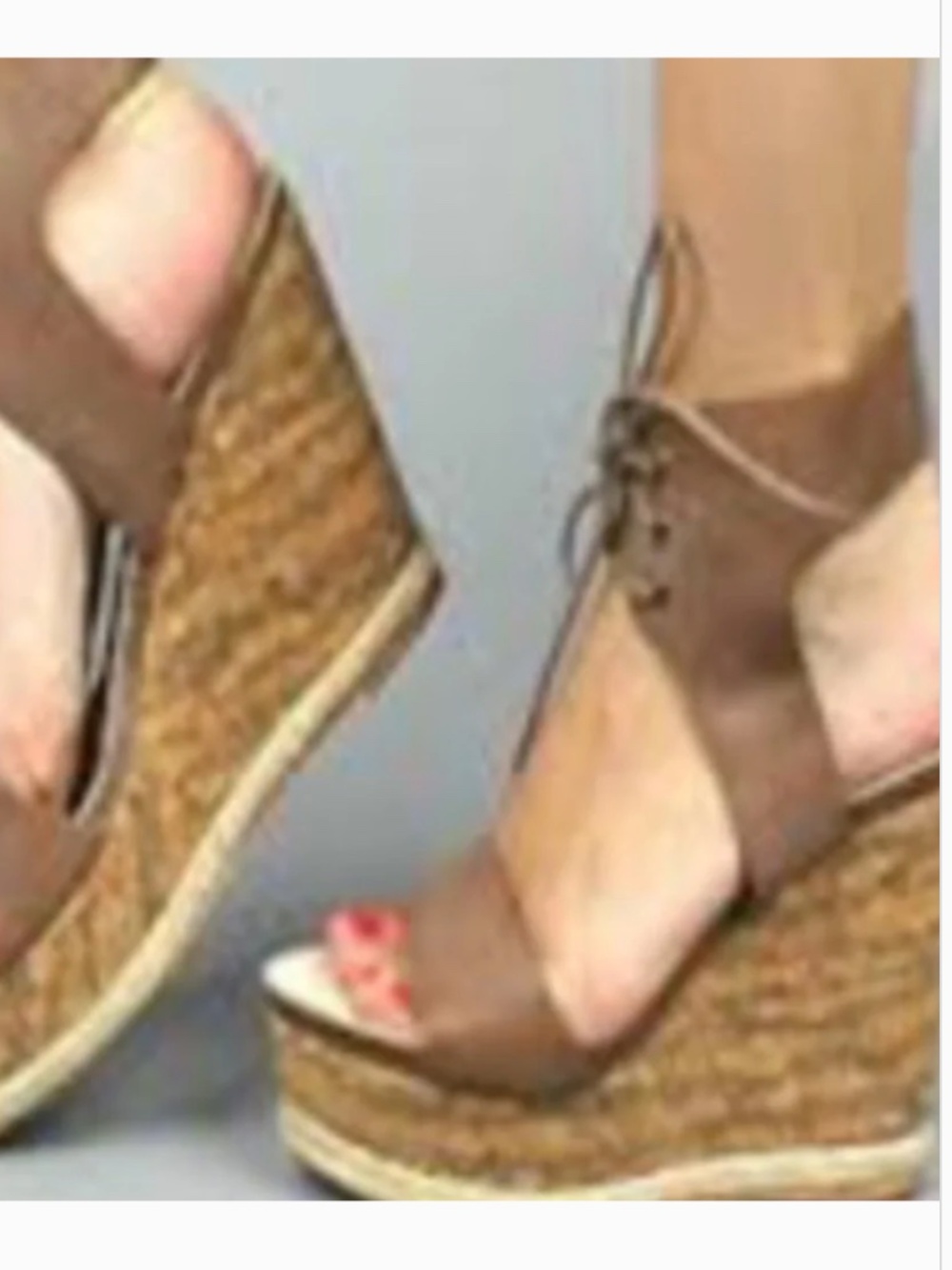 NEW Platform Leather Espadrilles lace up Wedge Boho brown sandal Chic 9  4"